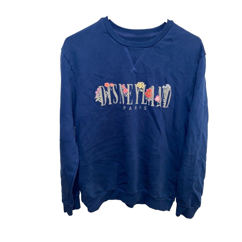 Vintage Disney Parks Disneyland Paris Navy Floral Crewneck Sweatshirt Size Large